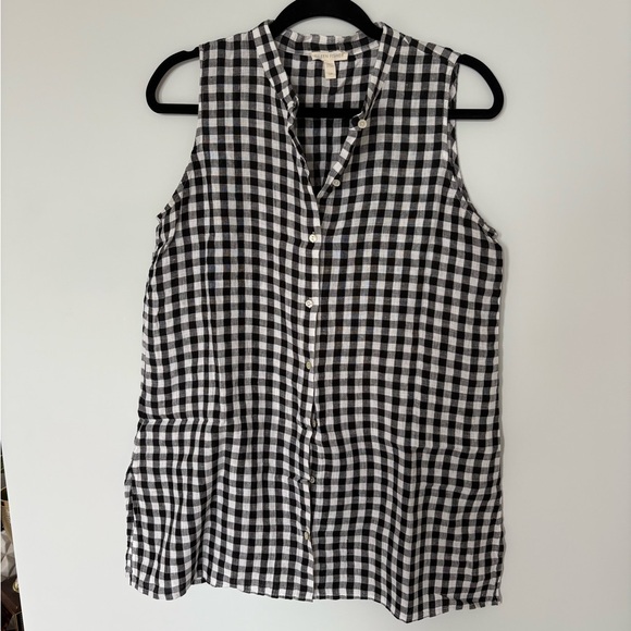 Eileen Fisher Tops - Eileen Fisher 100% organic cotton Black and White Checkered Sleeveless Top